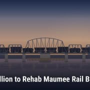 Fostoria News Toledo rail bridge funding for rehab project at sunset.
